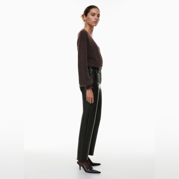 NWT Aritzia Wilfred Melina Pant in Japanese vegan leather black size 12 - Picture 2 of 10
